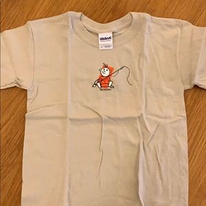 “Me fishing” youth t shirt tan